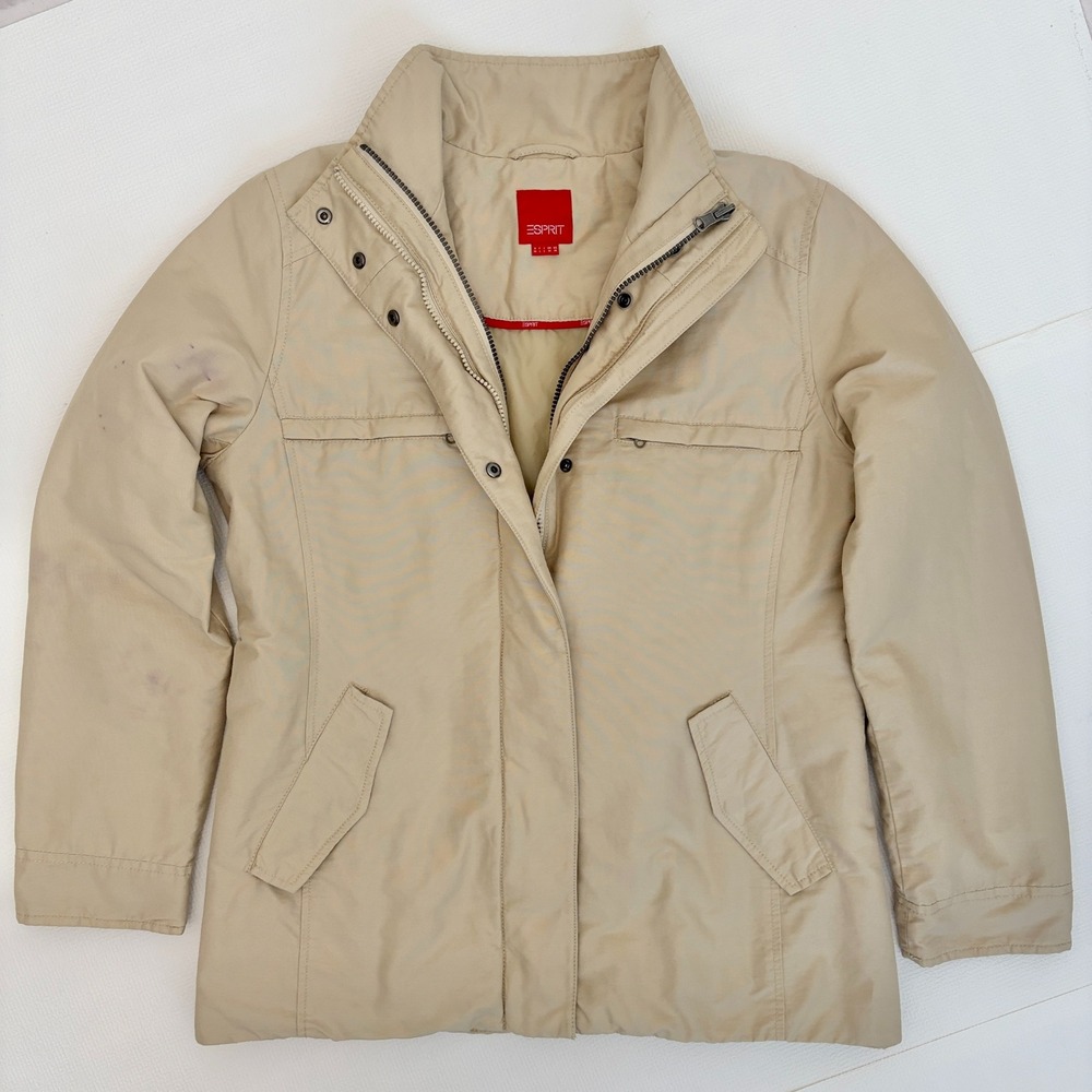 y2k Esprit Jacket Utility Field Coat Size M Tan Beige gorp bella swan